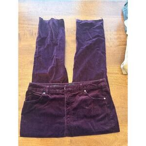 Talbots 14P Purple Plum Corduroy Straight Leg Pant Bold Festive Casual Wear Plus